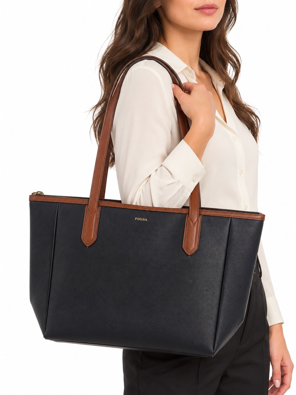Fossil Vintage Y2K Sydney XL Black Leather Shoulder Bag Purse $230